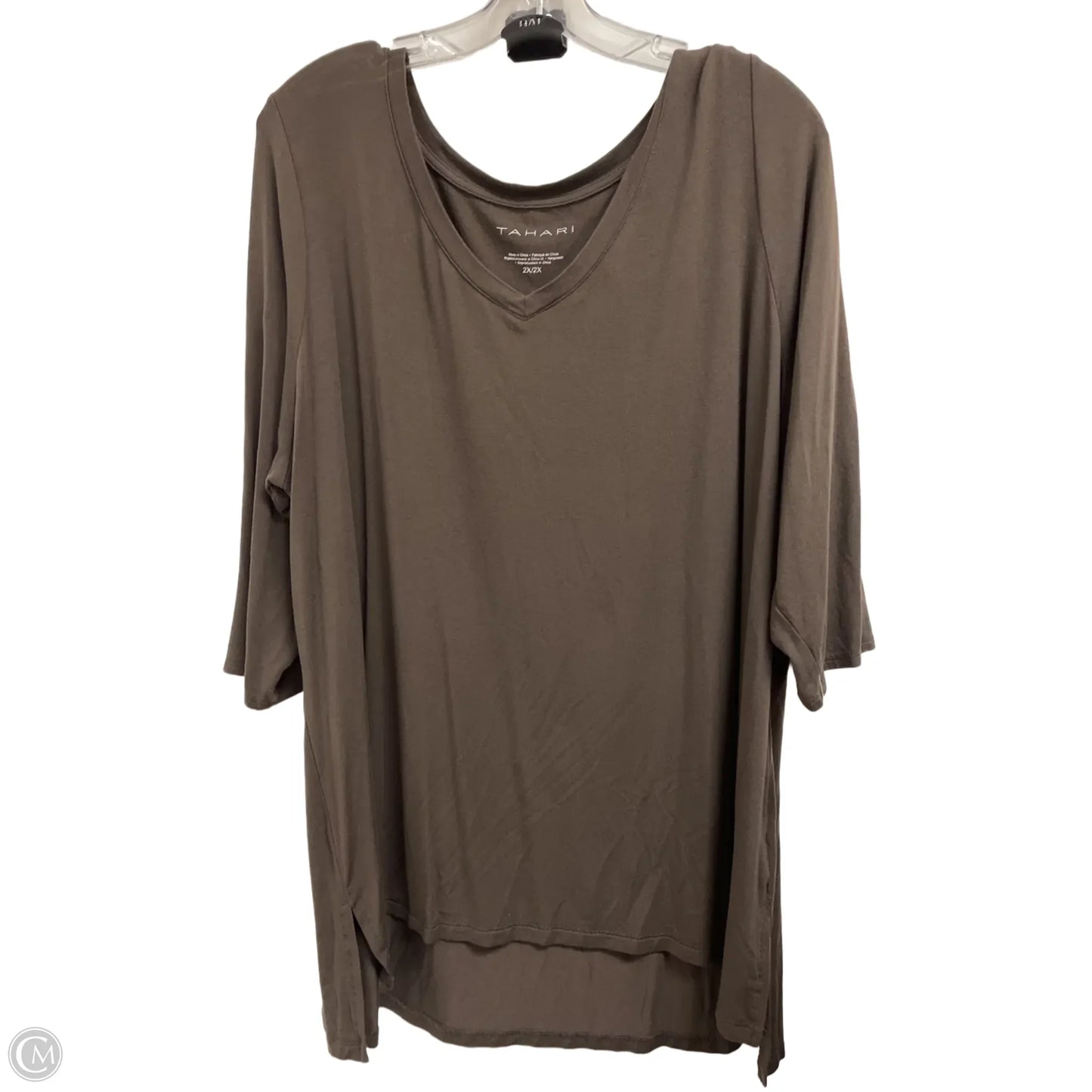Top Long Sleeve By Tahari By Arthur Levine In Brown, Size: 2x