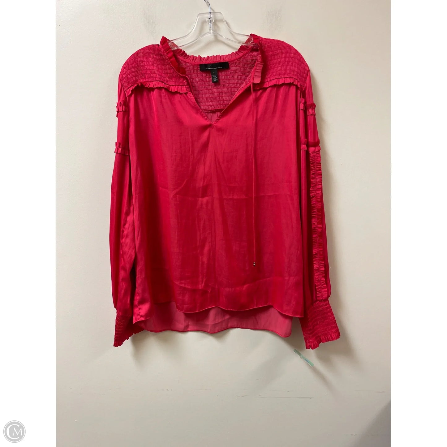 Top Long Sleeve By White House Black Market In Pink, Size: L