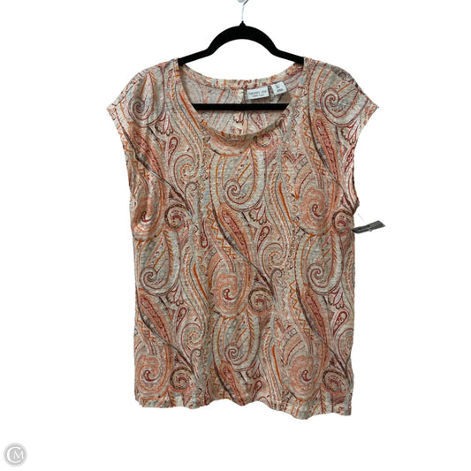 Top Short Sleeve By Rachel Zoe In Orange & Red, Size: L