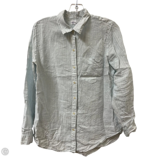 Blouse Long Sleeve By Gap In Blue & White, Size: S