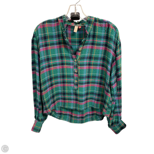 Top Long Sleeve By Pilcro In Green, Size: Xxs
