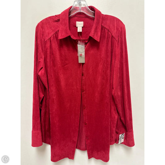 Blouse Long Sleeve By Chicos In Red, Size: L