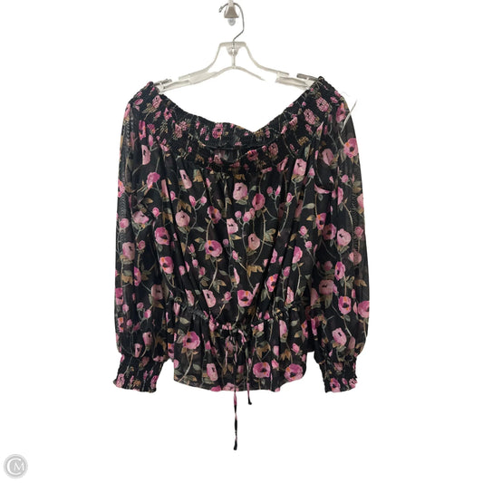 Top Long Sleeve By White House Black Market In Black & Pink, Size: L