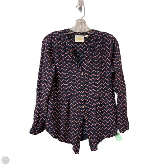 Top Long Sleeve By Maeve In Blue & Pink, Size: M