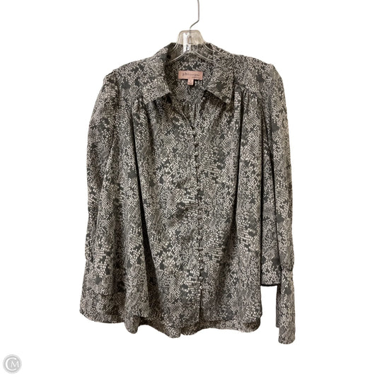 Blouse Long Sleeve By Philosophy In Snakeskin Print, Size: S