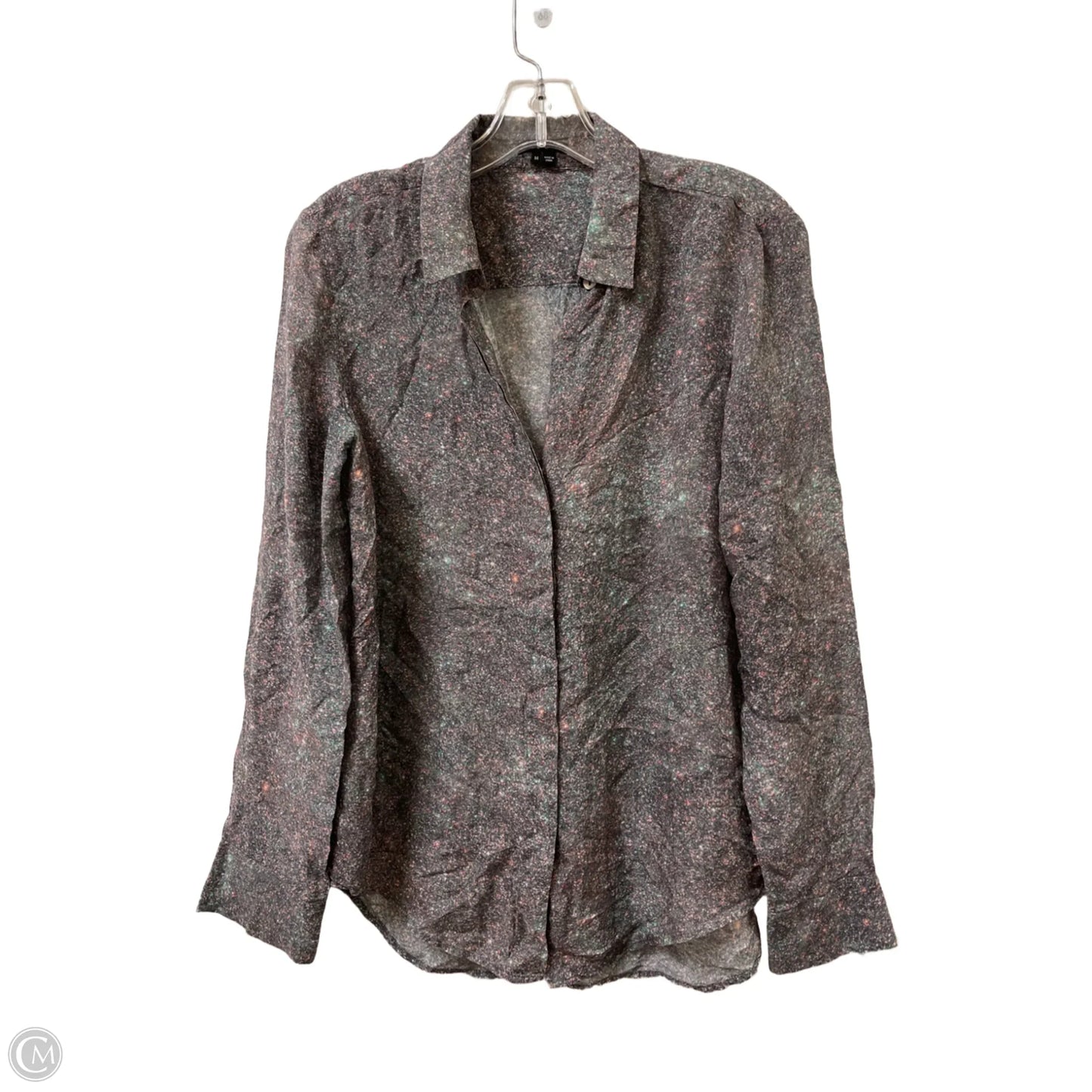 Blouse Long Sleeve By Theory In Grey, Size: M
