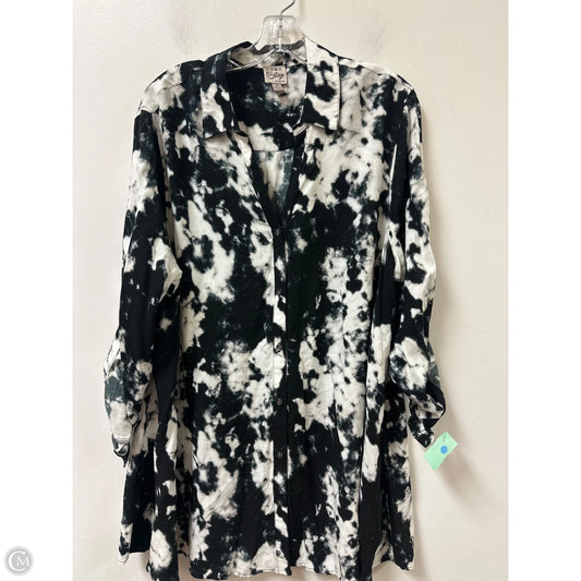 Blouse Long Sleeve By Como Vintage In Black & White, Size: 1x