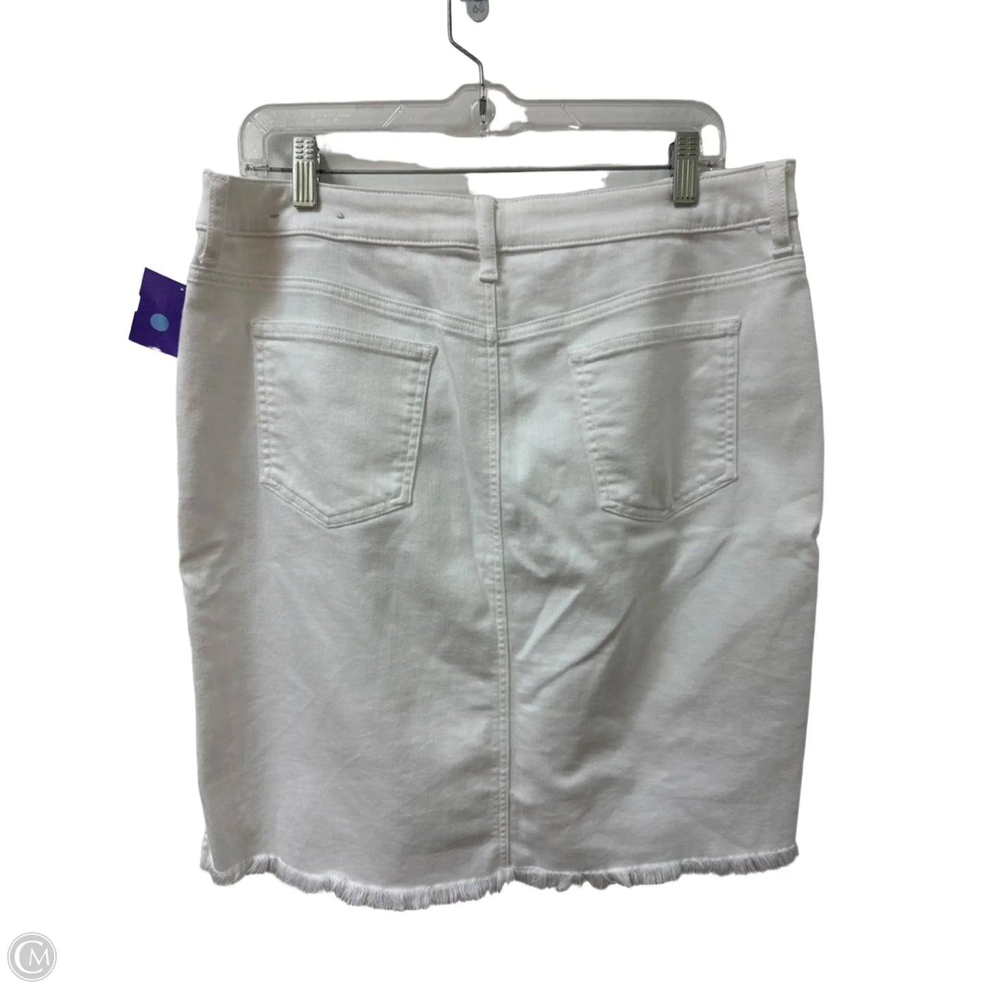 Skirt Mini & Short By Chicos In White Denim, Size: 12