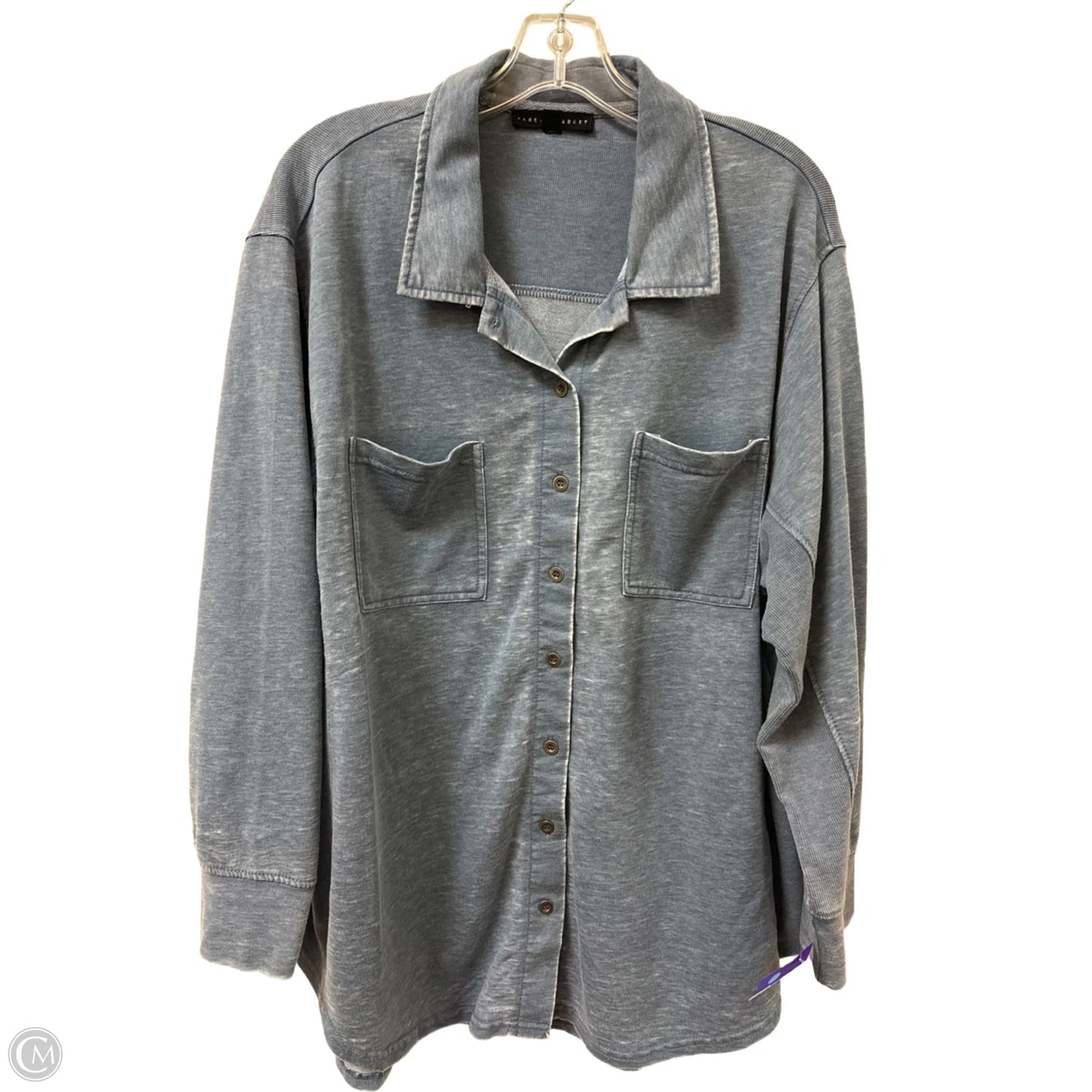 Blouse Long Sleeve By Jane And Delancey In Blue, Size: 2x