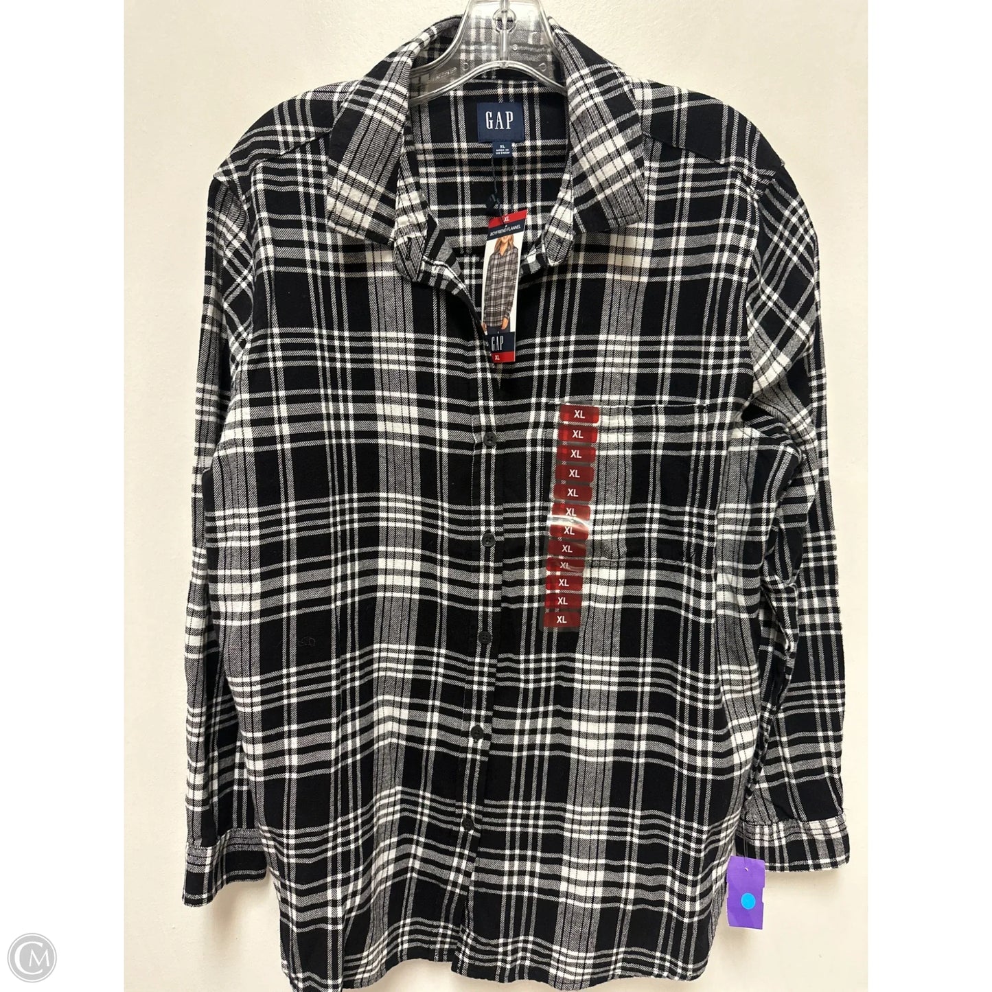 Blouse Long Sleeve By Gap In Black & White, Size: Xl