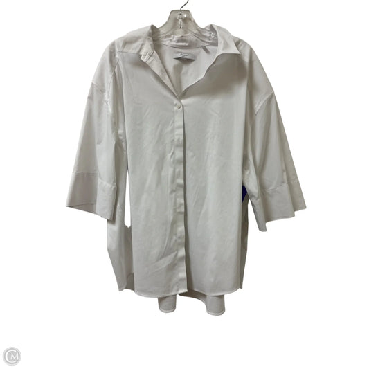 Blouse Short Sleeve By Foxcroft In White, Size: 2x