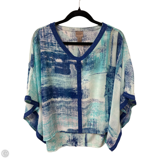 Top Short Sleeve By Chicos In Blue & White, Size: M