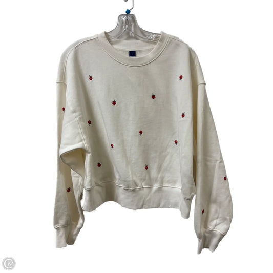 Sweatshirt Crewneck By Old Navy In Cream & Red, Size: M