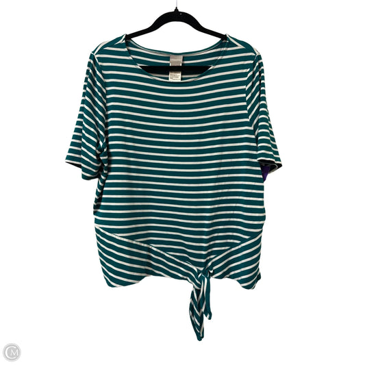 Top Short Sleeve By Chicos In Striped Pattern, Size: Xl