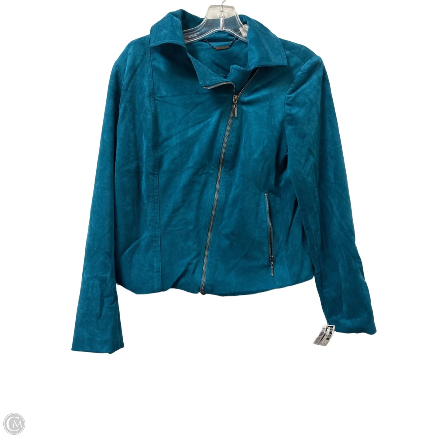 Jacket Moto By Chicos In Teal, Size: M
