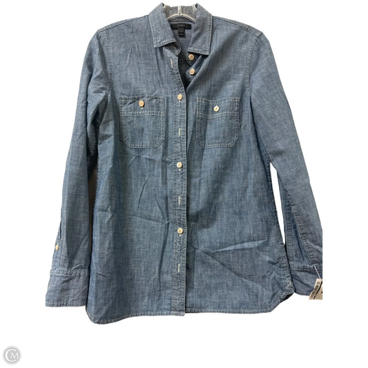 Blouse Long Sleeve By J. Crew In Blue Denim, Size: S