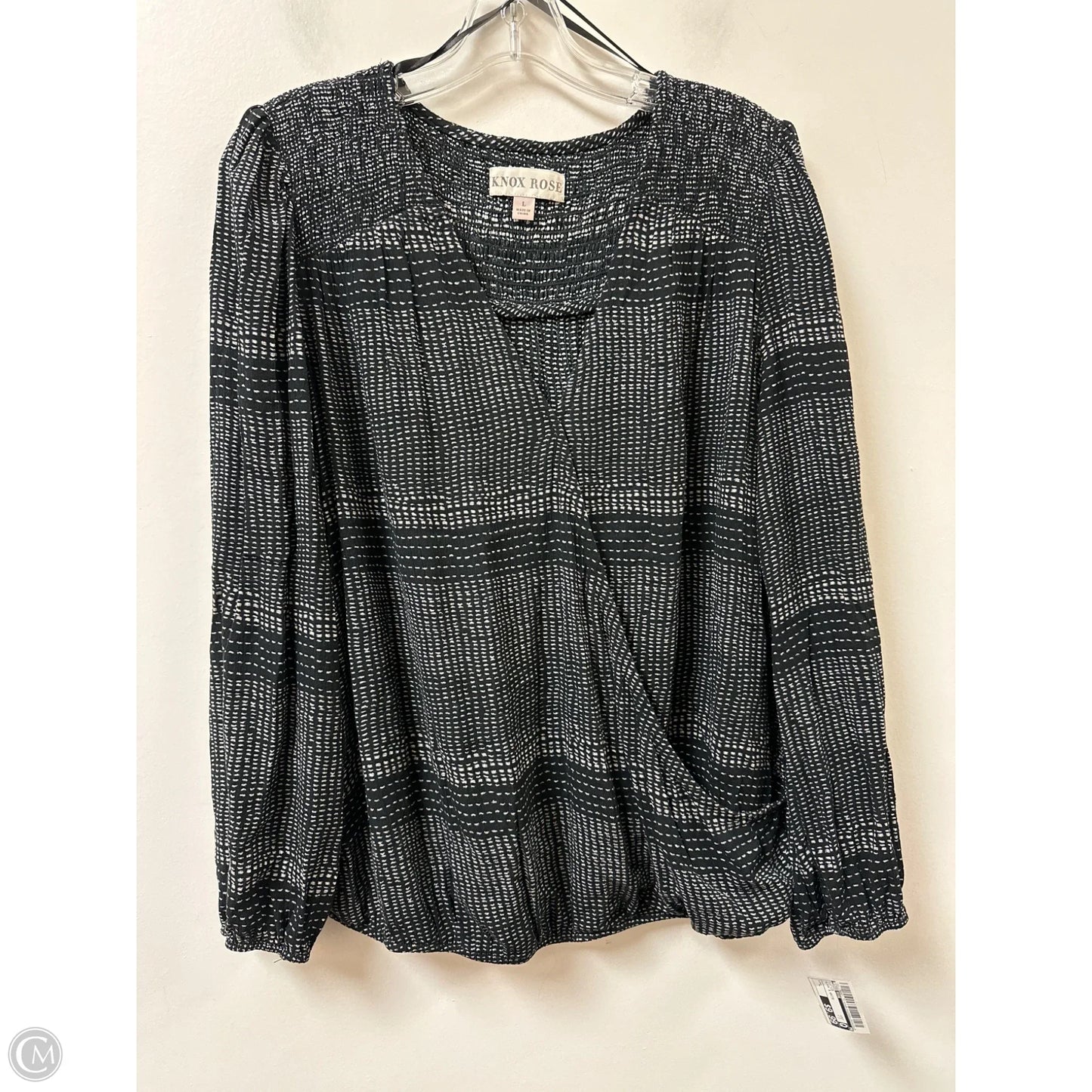 Top Long Sleeve By Knox Rose In Black & White, Size: L