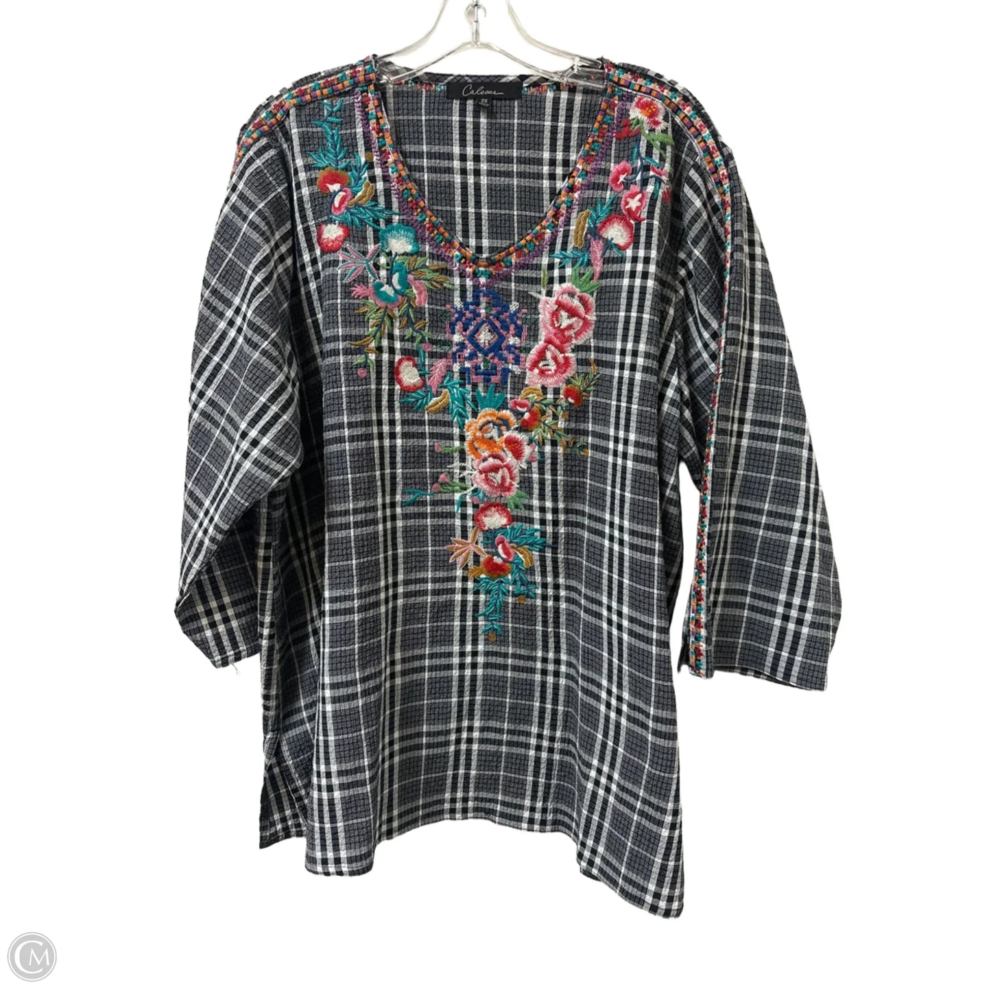 Top Long Sleeve By Calessa In Multi-colored, Size: 2x