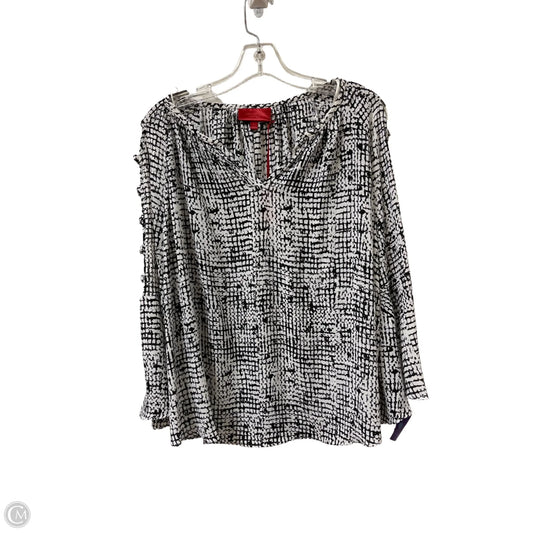 Top Long Sleeve By Jennifer Lopez In Black & White, Size: 1x