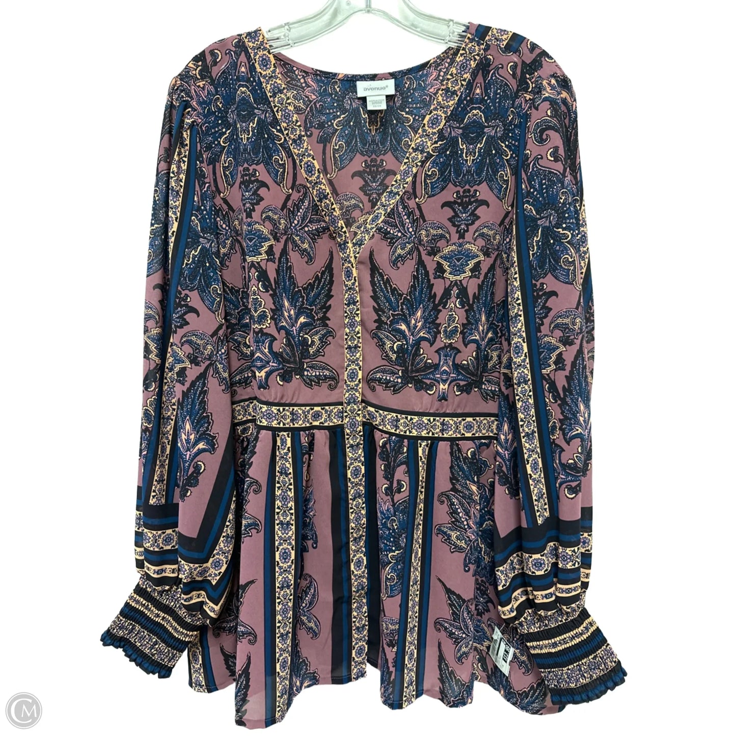 Tunic Long Sleeve By Avenue In Paisley Print, Size: 3x