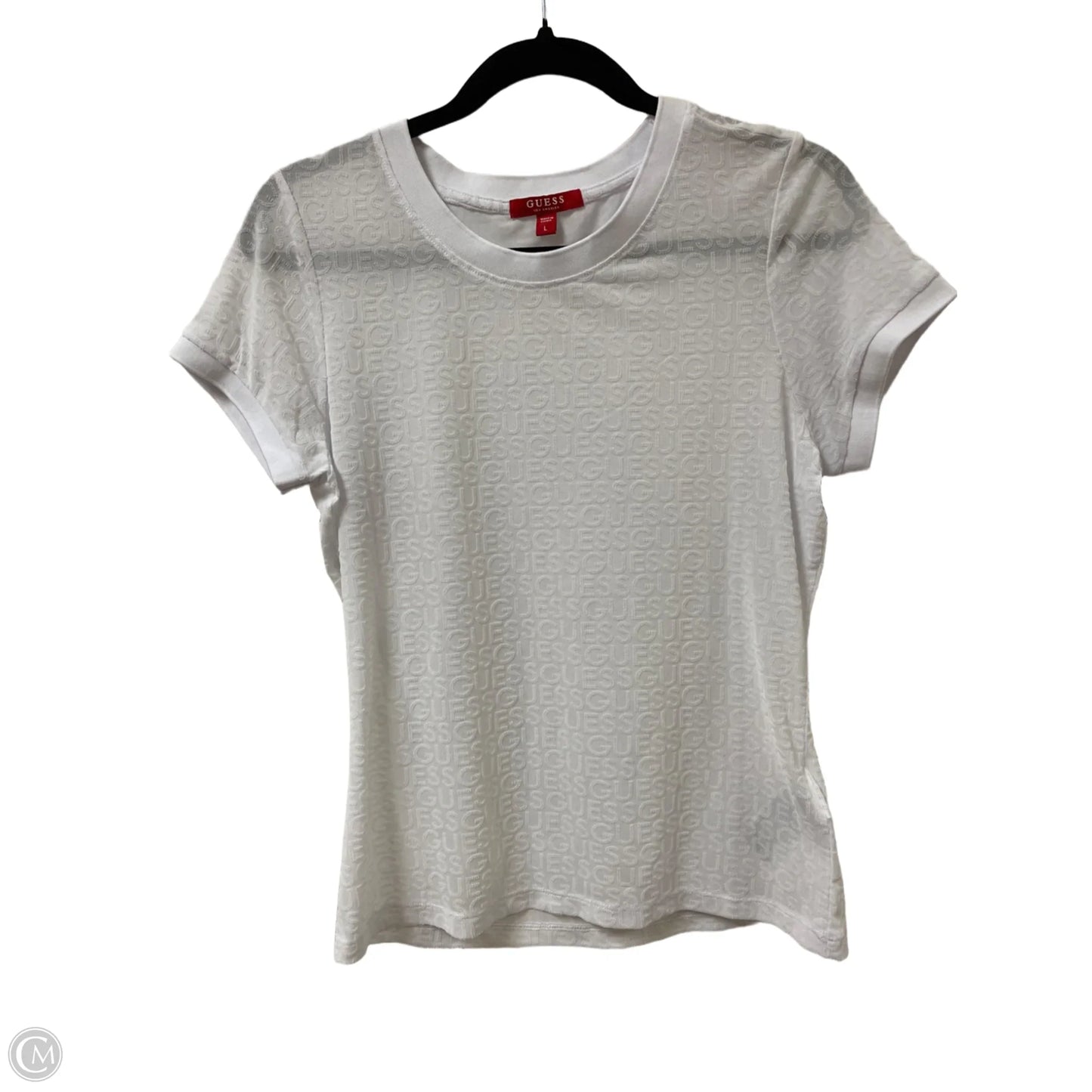 Top Short Sleeve By Guess In White, Size: L