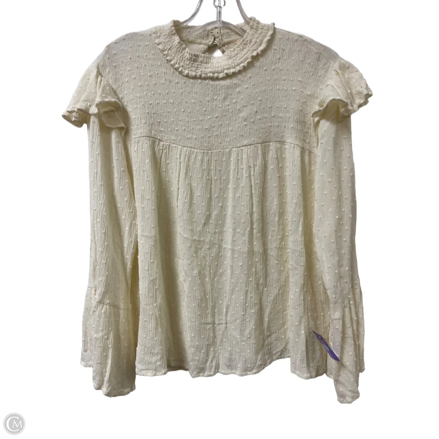 Top Long Sleeve By Entro In Cream, Size: L