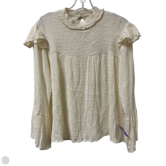 Top Long Sleeve By Entro In Cream, Size: L