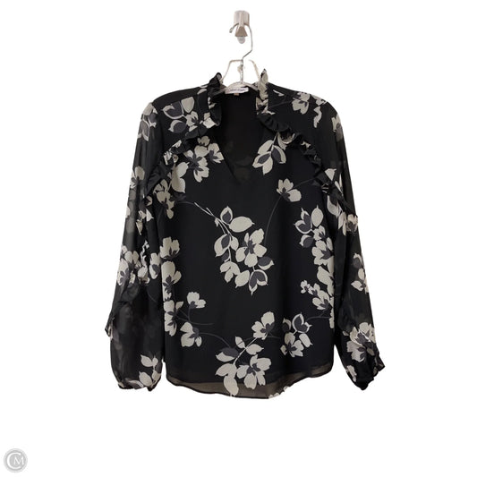 Top Long Sleeve By Calvin Klein In Black & Purple, Size: S