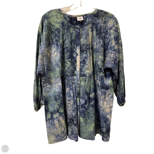 Tunic Long Sleeve By Cabi In Blue & Green, Size: M