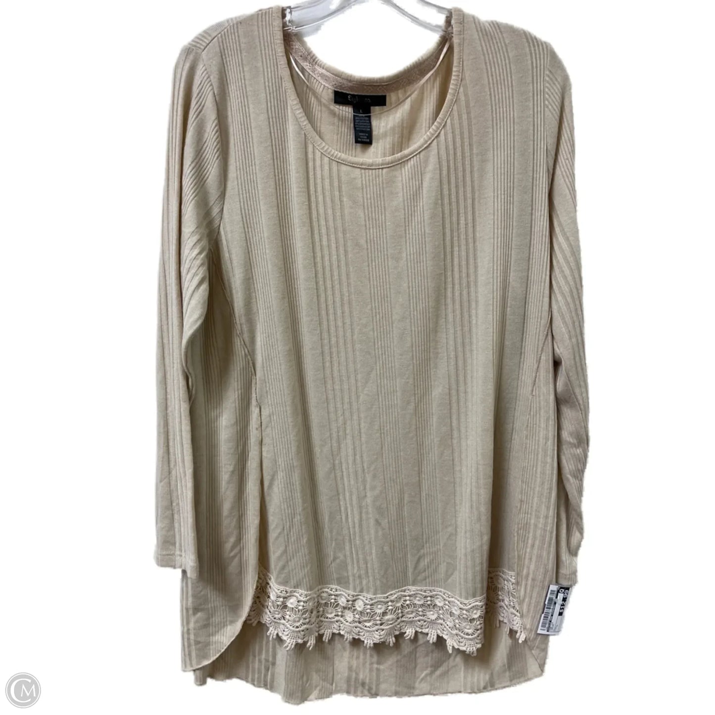 Top Long Sleeve By Style And Company In Cream, Size: L