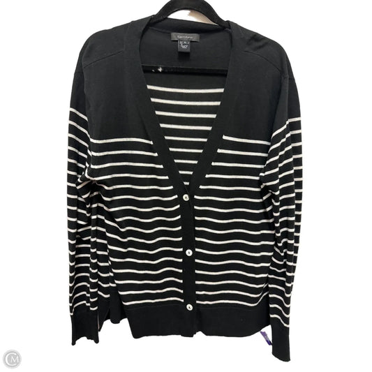 Sweater Cardigan By Karen Kane In Black & White, Size: Xl
