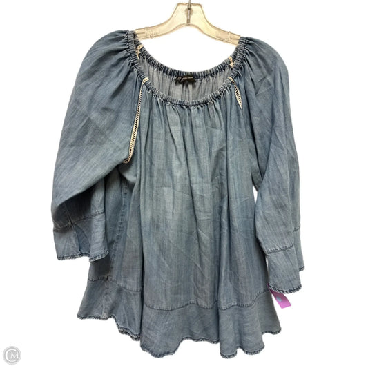 Top Long Sleeve By Inc In Blue, Size: L