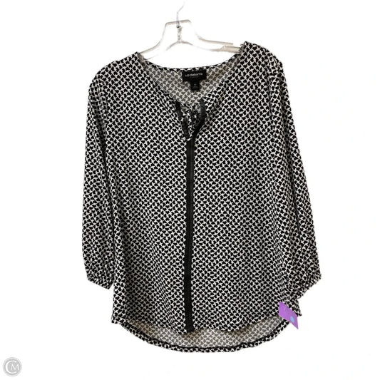 Top Long Sleeve By Liz Claiborne In Black & White, Size: M