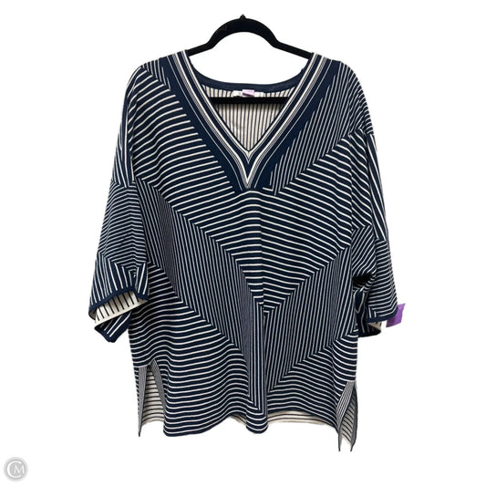 Top Short Sleeve By Chicos In Blue & White, Size: 1x