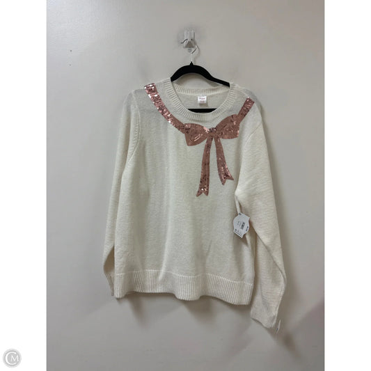 Sweater By Holiday Time In Pink & White, Size: 1x