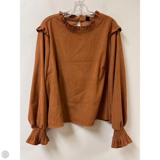 Top Long Sleeve By Shein In Brown, Size: 3x