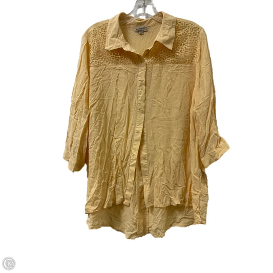 Blouse Long Sleeve By One World In Yellow, Size: 1x