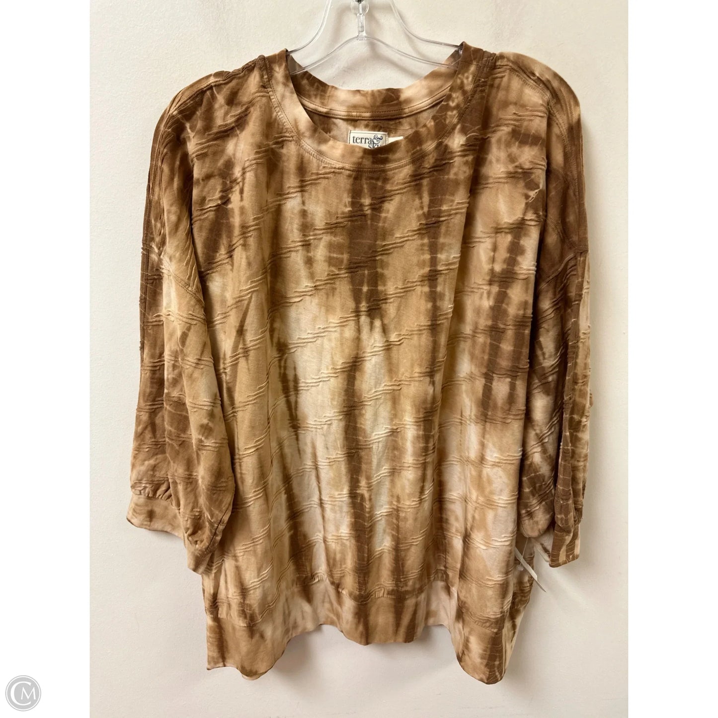 Top Long Sleeve By Terra & Sky In Brown, Size: 2x