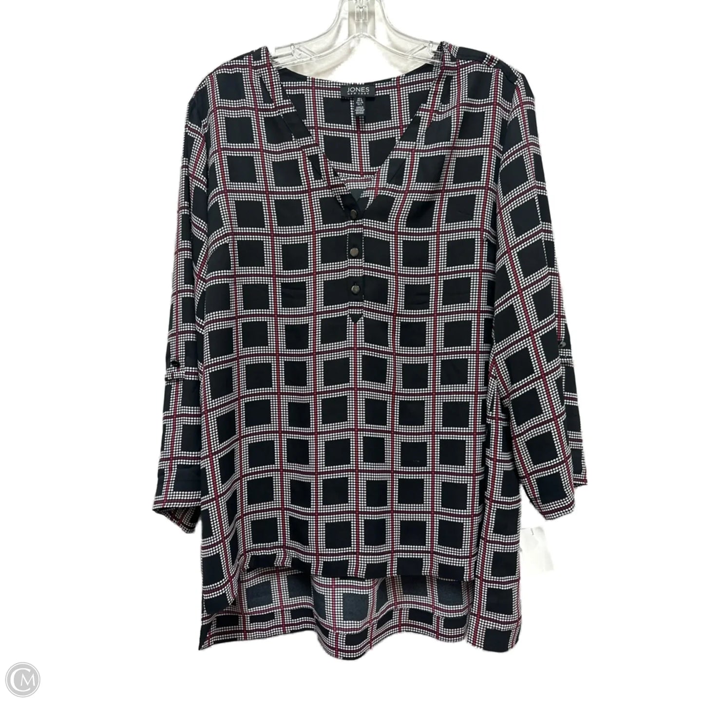 Top Long Sleeve By Jones New York In Black & Red, Size: L