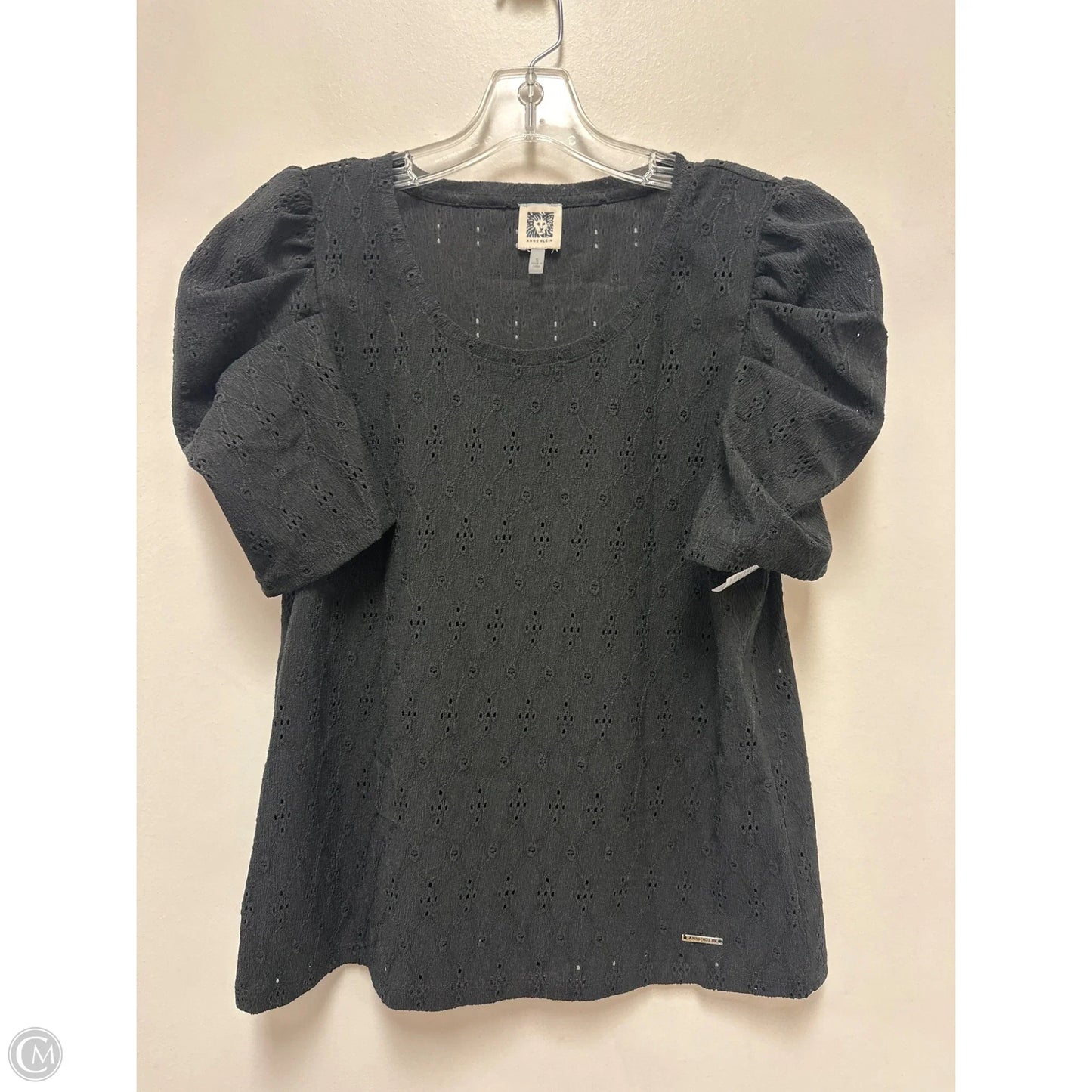 Top Short Sleeve By Anne Klein In Black, Size: S