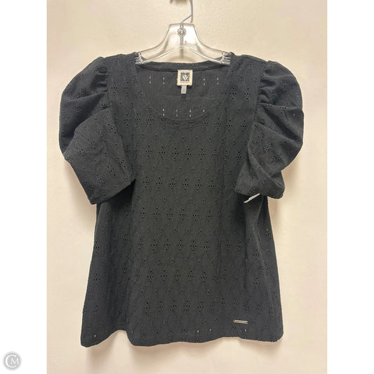 Top Short Sleeve By Anne Klein In Black, Size: S