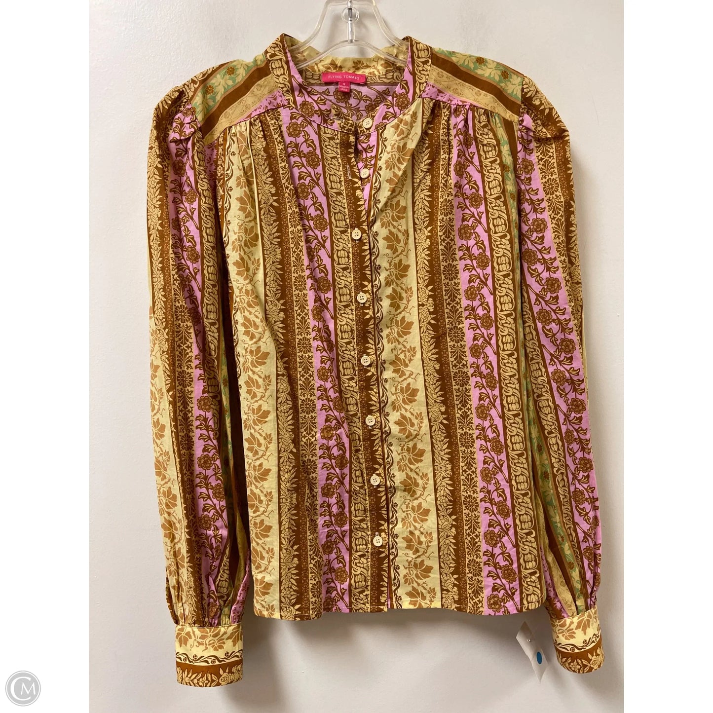 Blouse Long Sleeve By Flying Tomato In Pink & Yellow, Size: S