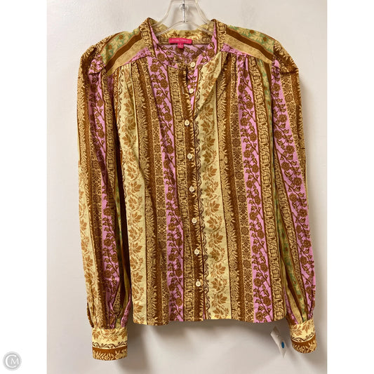 Blouse Long Sleeve By Flying Tomato In Pink & Yellow, Size: S