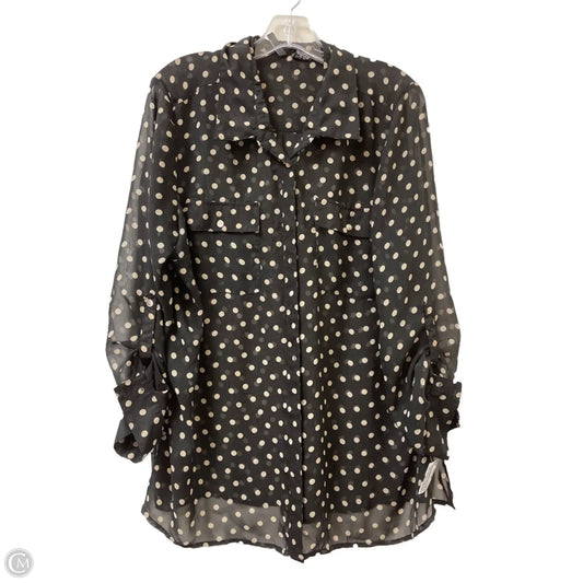Blouse Long Sleeve By New Directions In Polkadot Pattern, Size: Xl