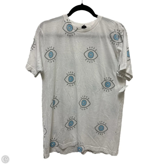 Top Short Sleeve By Clothes Mentor In Blue & White, Size: L