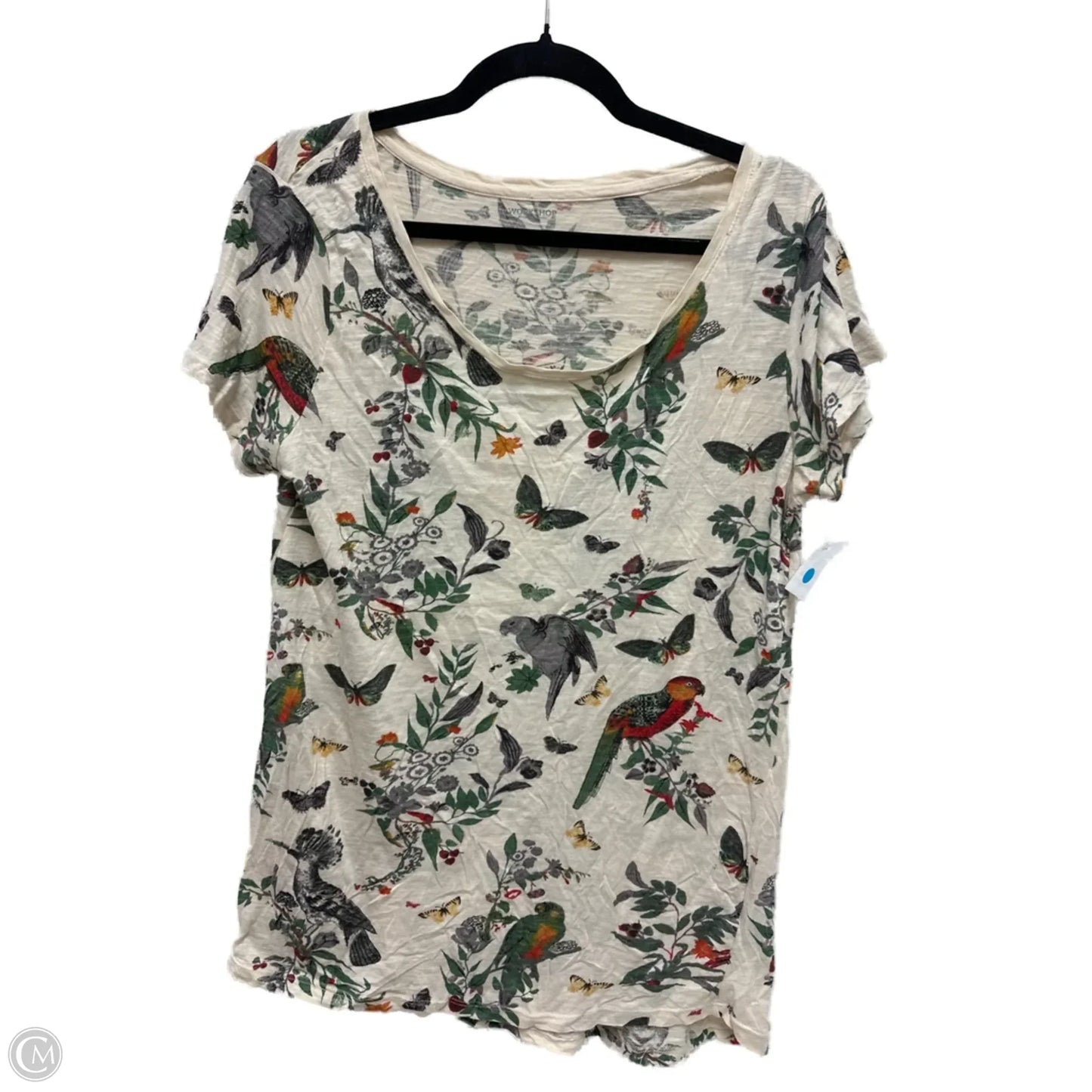 Top Short Sleeve By Workshop In Cream, Size: L