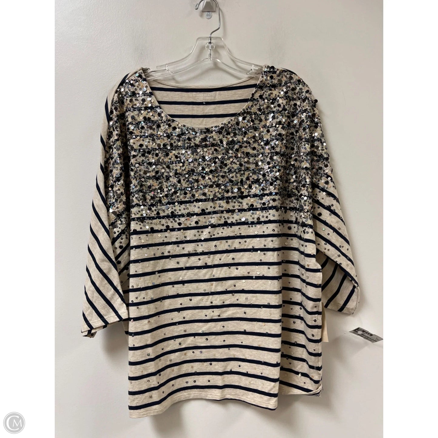 Top Long Sleeve By Coldwater Creek In Blue & Cream, Size: Xl