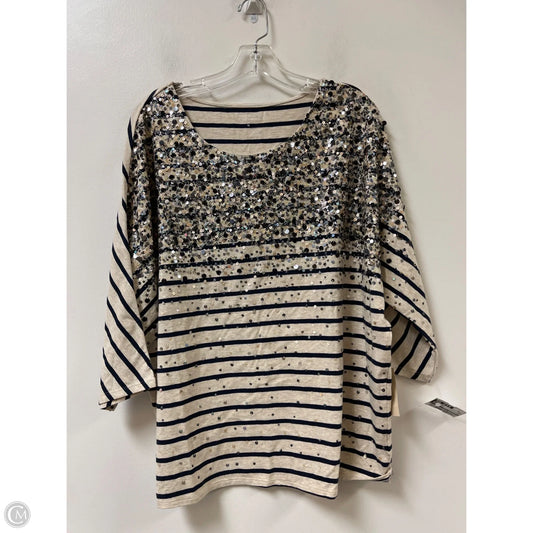 Top Long Sleeve By Coldwater Creek In Blue & Cream, Size: Xl