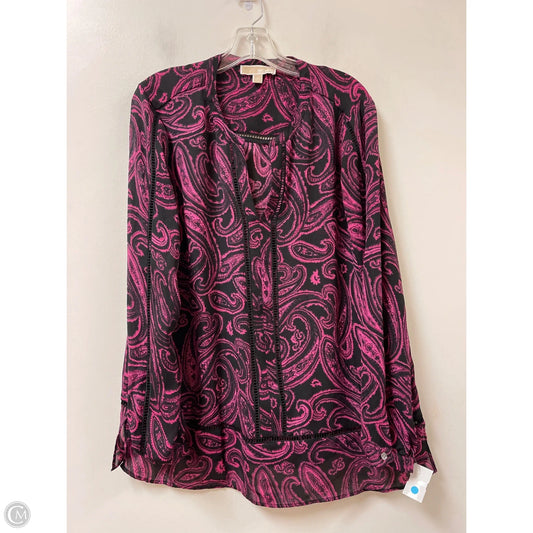 Top Long Sleeve By Michael By Michael Kors In Black & Pink, Size: Xl