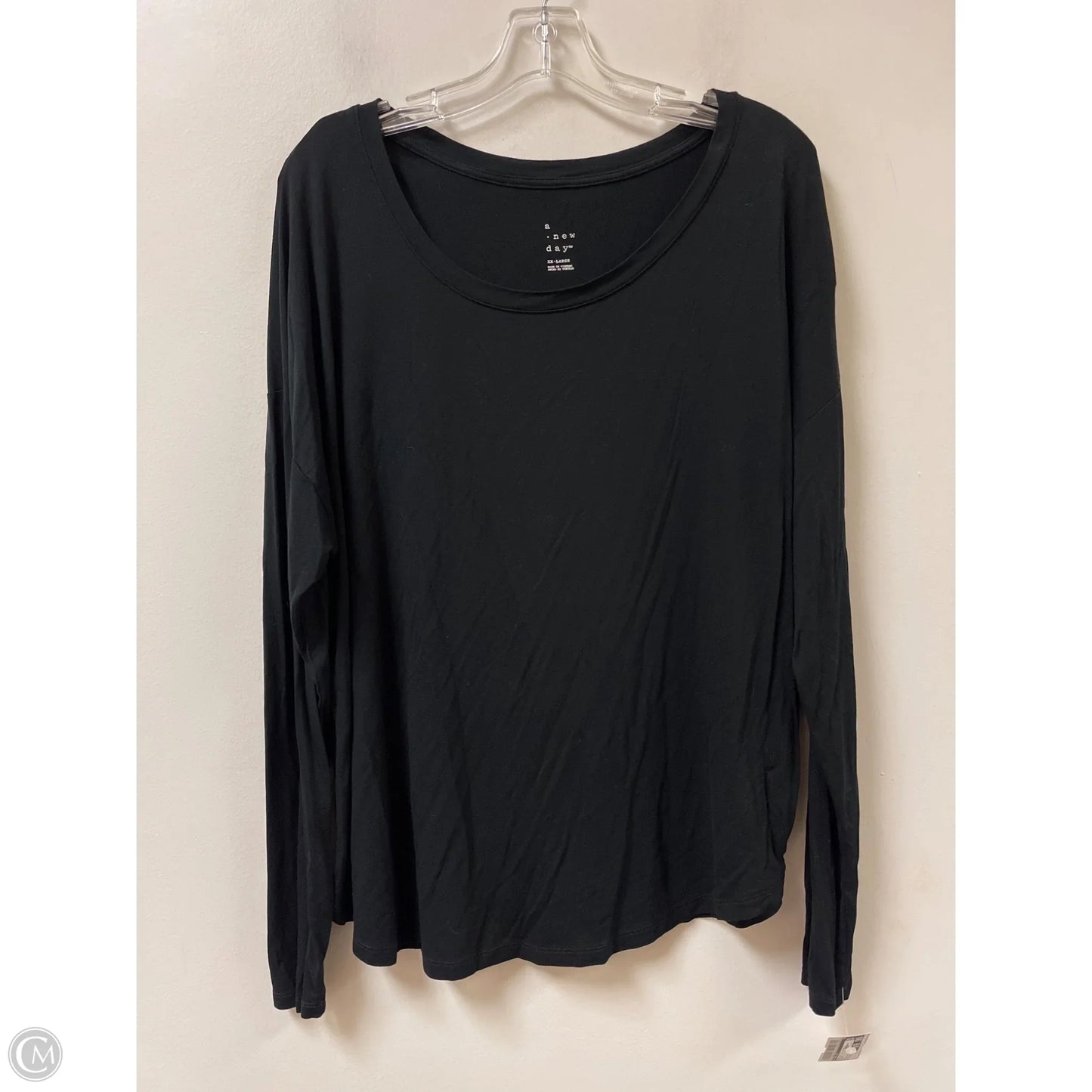 Top Long Sleeve By A New Day In Black, Size: 1x